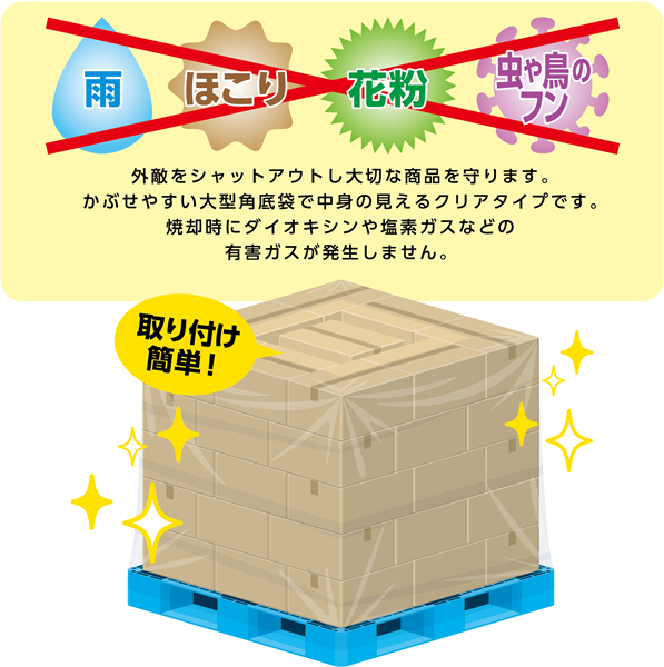 雑誌で紹介された パレットカバー ０．０５厚シリーズ PG-2 ≪黒≫ 1150×1150×1300 １箱 ５０枚入