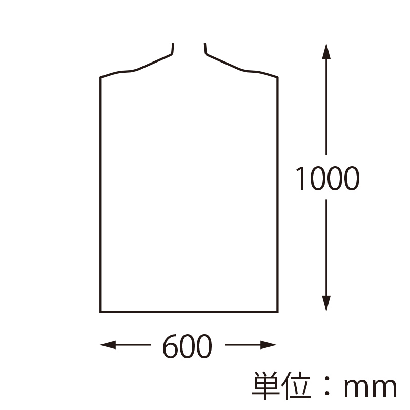 PPカバー　6010　ジャケット・コート用　600×1000 寸法図
