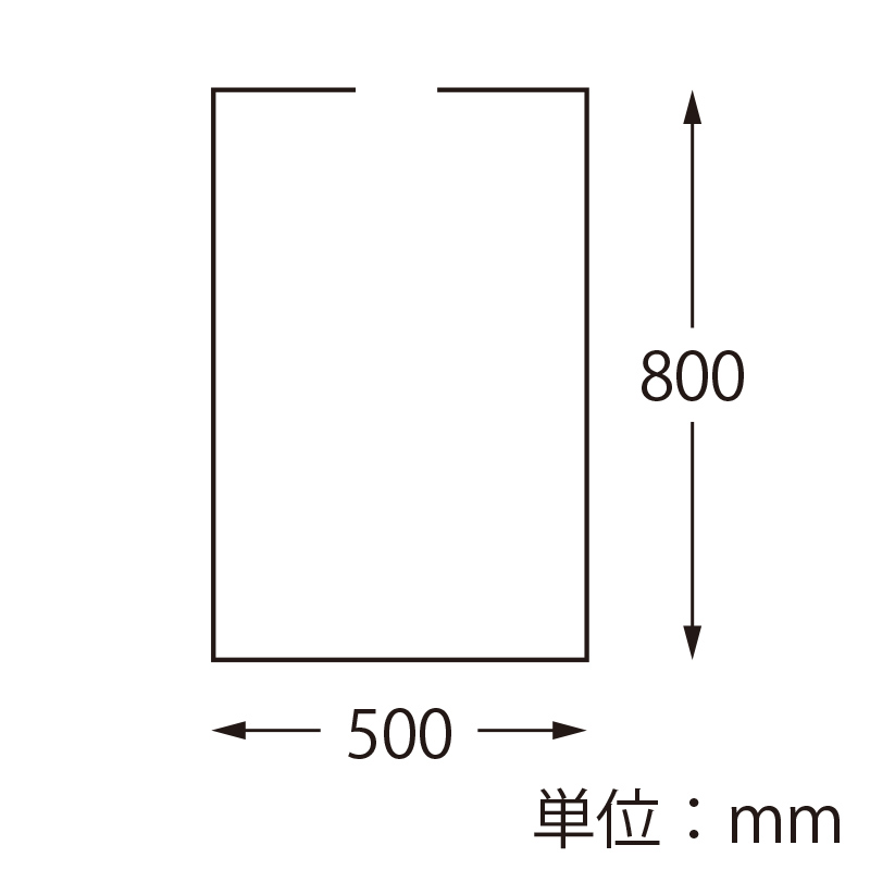 PPカバー　B5080 スカート・ボトム用　500×800 寸法図