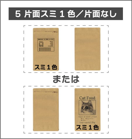 5 片面スミ1色/片面なし